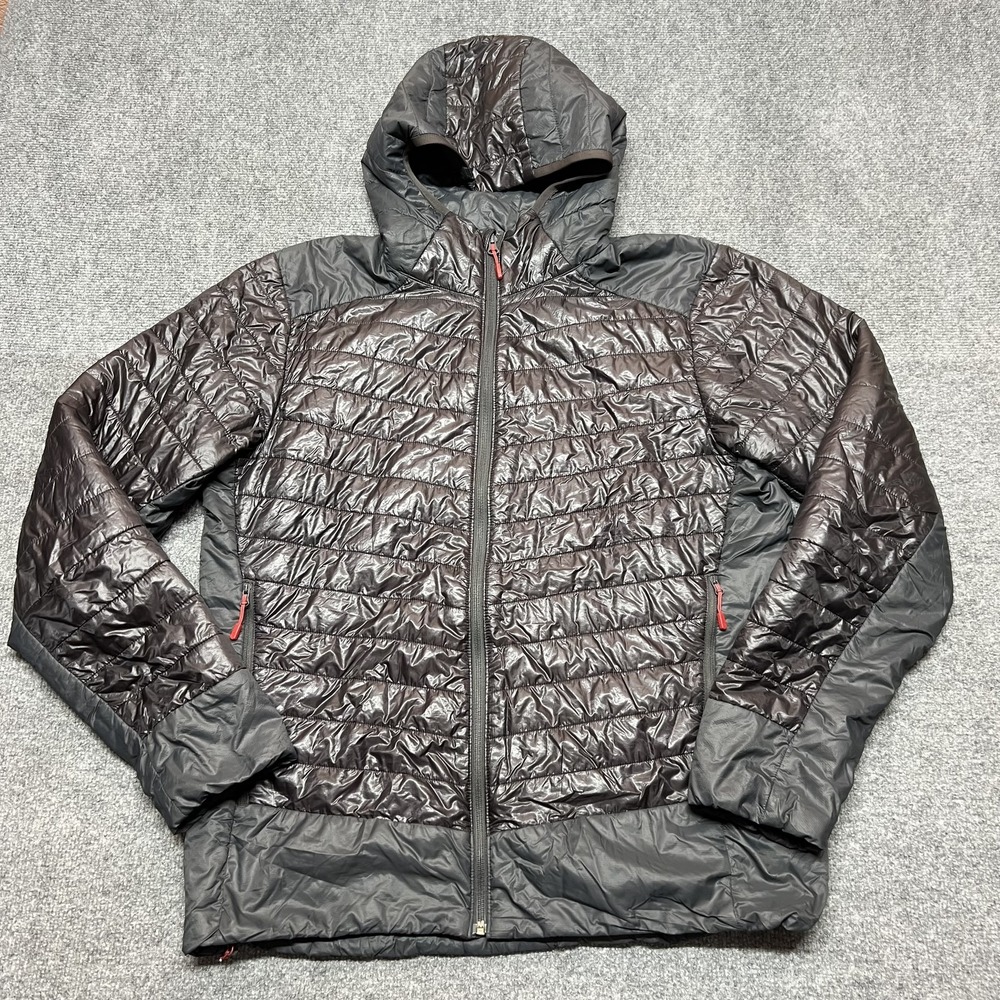 Mountain Hardwear Jacket Mens XL Brown Hooded Insulated Full Zip Hiking Winter